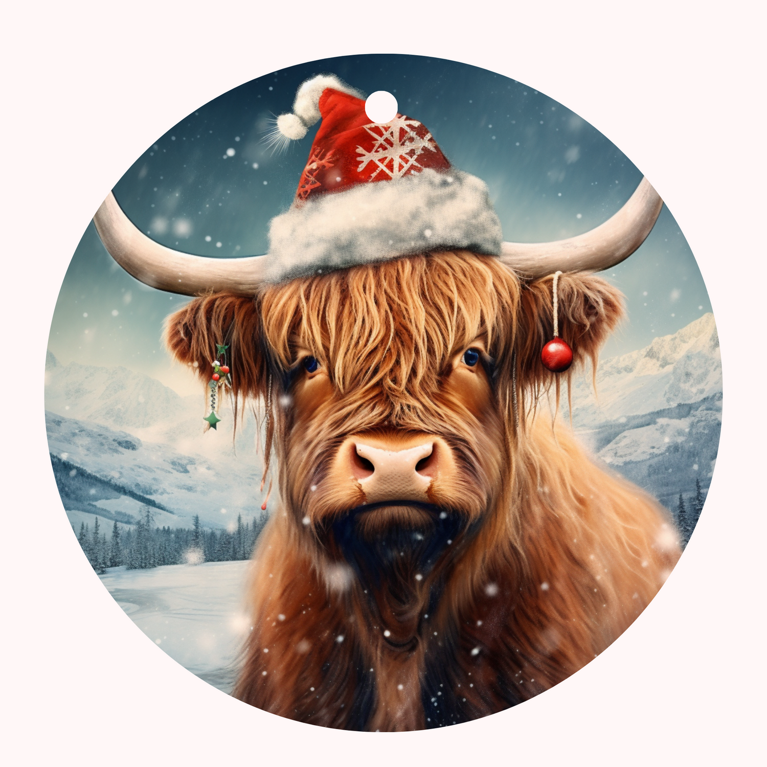 Highland Cow Christmas Ornaments